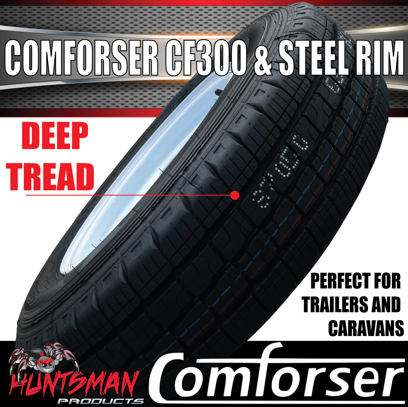14x6 & 195R14C LT Trailer Caravan Sunraysia White 6 Stud Wheel Rim & Comforser CF300 Tyre 195 14 - Image 5