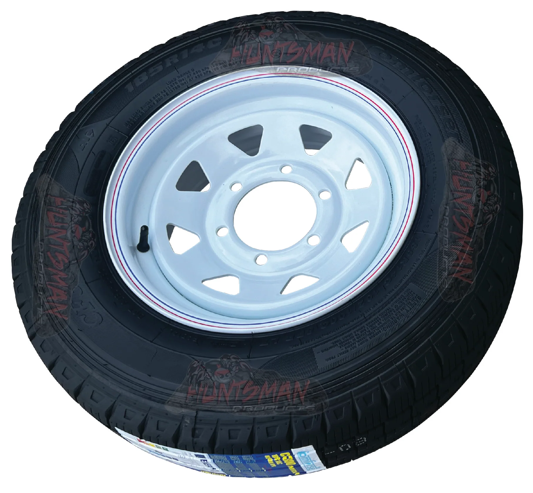 14x6 & 185R14C LT Trailer Caravan Sunraysia White 6 Stud Landcruiser Pattern Wheel Rim & Comforser CF300 Tyre - Image 4