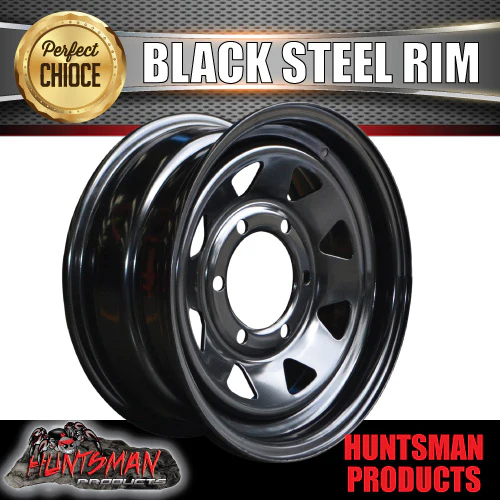 14x6 Sunraysia 6 Stud Landcruiser Pattern 6/139.7 PCD Black Trailer Steel Wheel Rim. Caravan Camper - Image 3