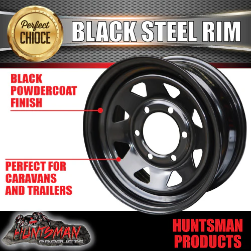 14x6 Sunraysia 6 Stud Landcruiser Pattern 6/139.7 PCD Black Trailer Steel Wheel Rim. Caravan Camper - Image 4