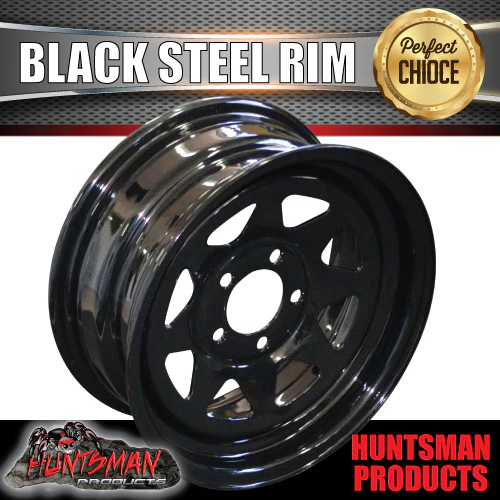 14x6 HT Holden Black Sunraysia Caravan Trailer Steel Wheel Rim. - Image 6