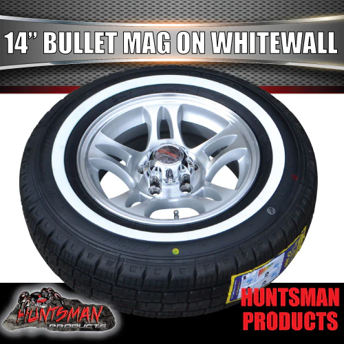 14" Bullet Caravan Trailer Mag Wheel & 185R14C Whitewall Tyre Suits Ford. 185 14 - Image 3