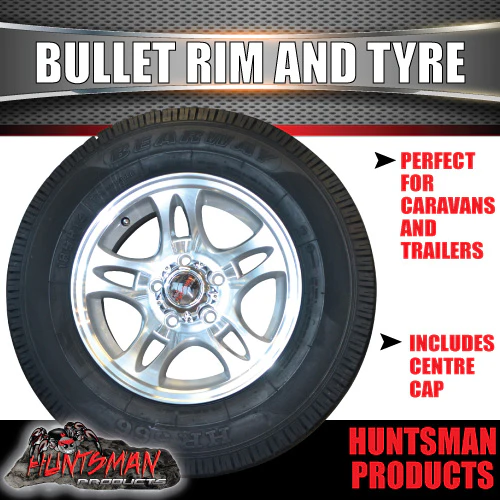 14" Ford pattern Caravan Trailer Bullet Alloy Wheel & 195R14C Tyre. 195 14 - Image 5