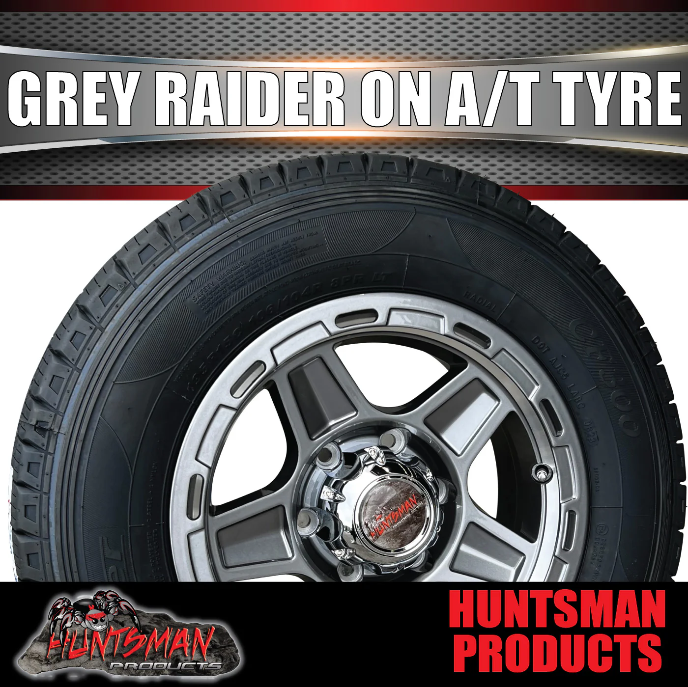 14"  Ford Pattern Caravan Boat Trailer Gunmetal Raider Mag Wheel & 185R14C Tyre - Image 2