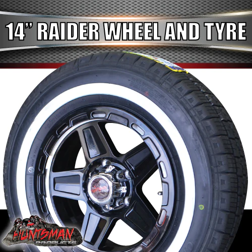 14" Trailer Caravan Ford Pattern Raider Mag & 205/75R14C Whitewall Tyre. 205 75 14 - Image 2