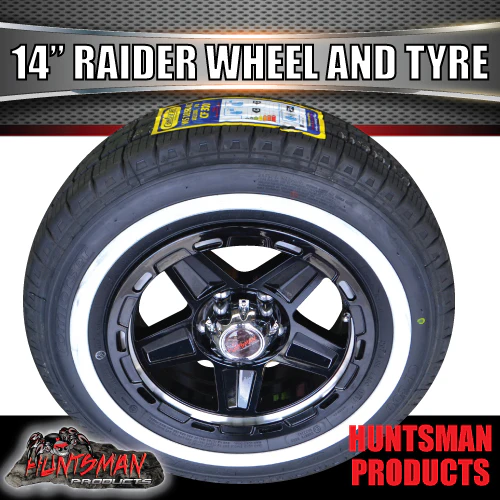 14" Trailer Caravan Ford Pattern Raider Mag & 205/75R14C Whitewall Tyre. 205 75 14 - Image 5