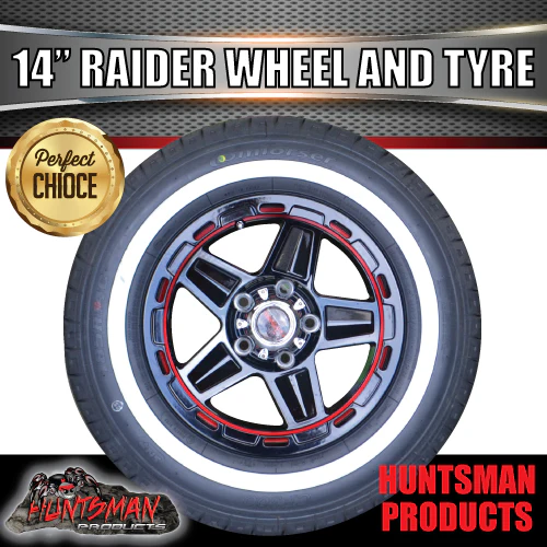 14" Trailer Caravan Ford Pattern Raider Mag & 205/75R14C Whitewall Tyre. 205 75 14 - Image 4