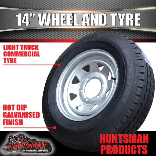 14x6 & 195R14C Sunraysia 6 Stud Landcruiser Pattern Boat Trailer Galvanised Wheel Rim & Tyre 6/139.7 - Image 2