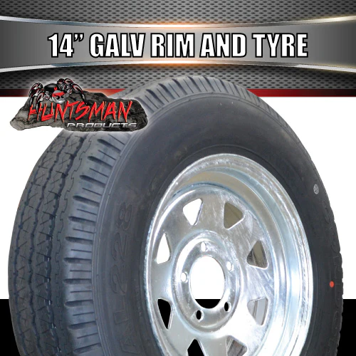 14x6 & 195R14C Galvanised Ford Pattern Boat Trailer Sunraysia Wheel Rim & Tyre - Image 3