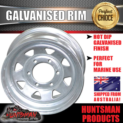 14x6 Galvanised 6 Stud Landcruiser Pattern Sunraysia Boat Trailer Steel Wheel Rim. 6/139.7 PCD - Image 6