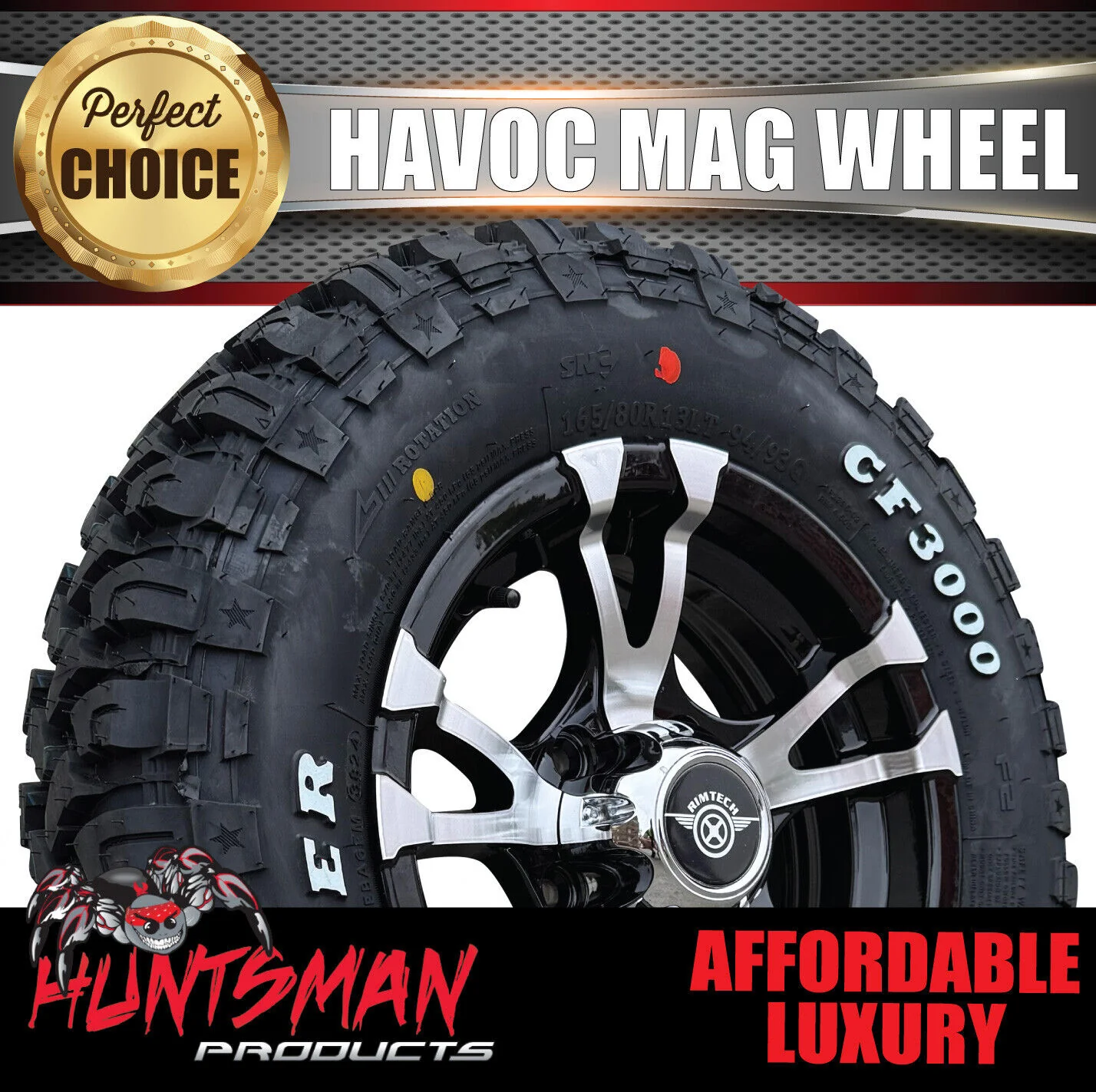 14" Ford Stud Havoc Trailer Caravan Mag Wheel Rim & 185R14 LT CF3000 Mud Tyre - Image 3