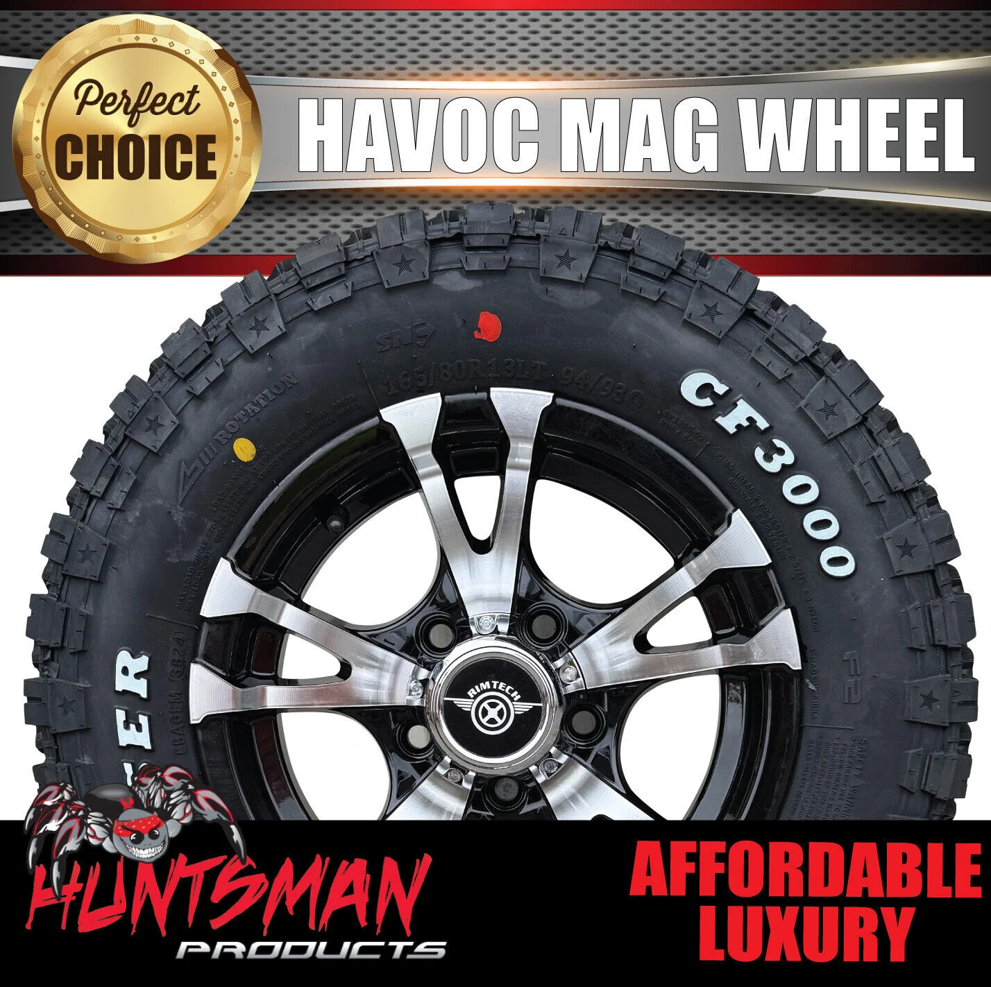 14" Ford Stud Havoc Trailer Caravan Mag Wheel Rim & 185R14 LT CF3000 Mud Tyre - Image 4