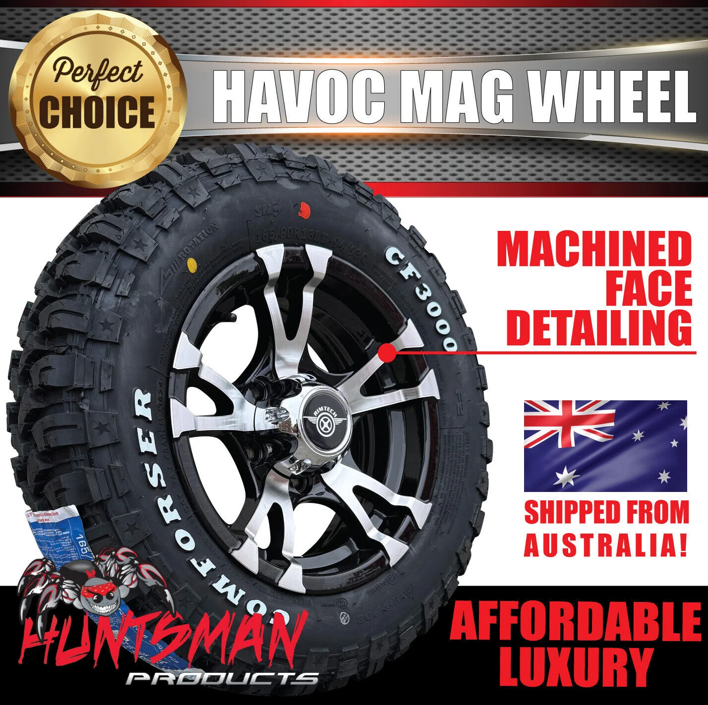 14" Ford Stud Havoc Trailer Caravan Mag Wheel Rim & 185R14 LT CF3000 Mud Tyre - Image 6