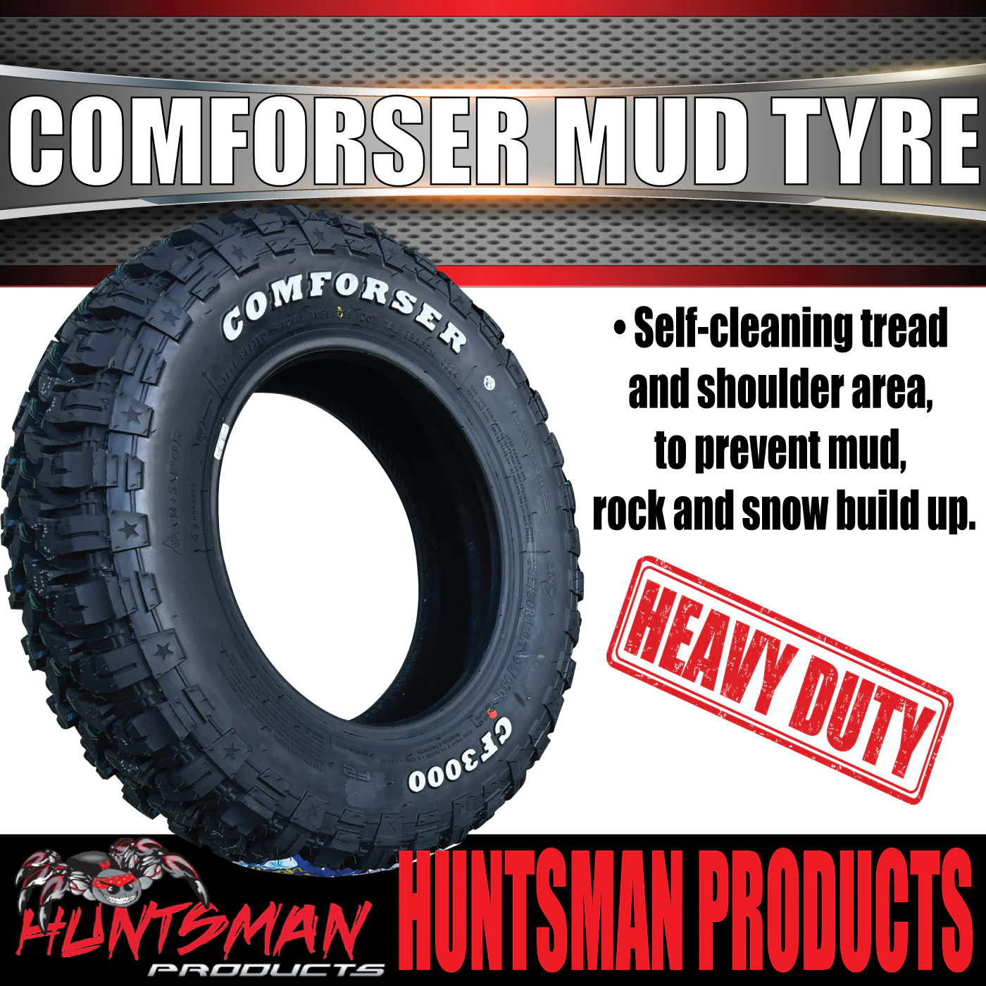 185R14 L/T 14" Mud Tyre 102/100Q Comforser CF3000 Off Road Light Truck 185 14 - Image 3