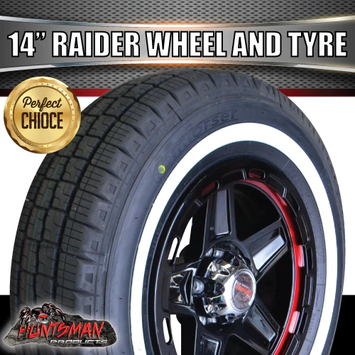 14" Trailer Caravan Raider Alloy Mag & 185R14C Whitewall Tyre. suits Ford. 185 14 - Image 2