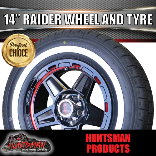 14" Trailer Caravan Raider Alloy Mag & 185R14C Whitewall Tyre. suits Ford. 185 14 - Image 4