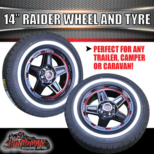 14" Trailer Caravan Raider Alloy Rim & 195R14C Whitewall Tyre suit Ford. 195 14 - Image 5