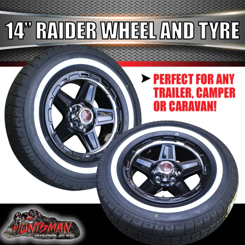 14" Trailer Caravan Raider Mag Wheel & 185R14C Whitewall Tyre. suits Ford. 185 14 - Image 2