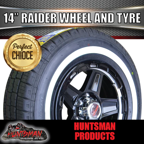 14" Trailer Caravan Raider Mag Wheel & 185R14C Whitewall Tyre. suits Ford. 185 14 - Image 5