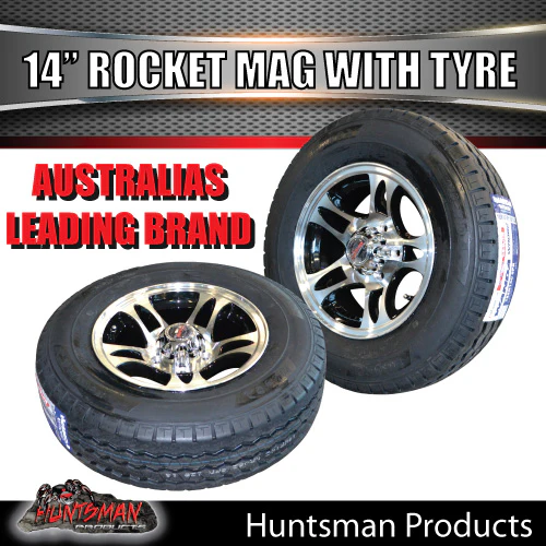 14" Trailer Caravan Rocket Alloy Wheel & 185R14C Tyre suits Ford pattern. 185 14 - Image 2