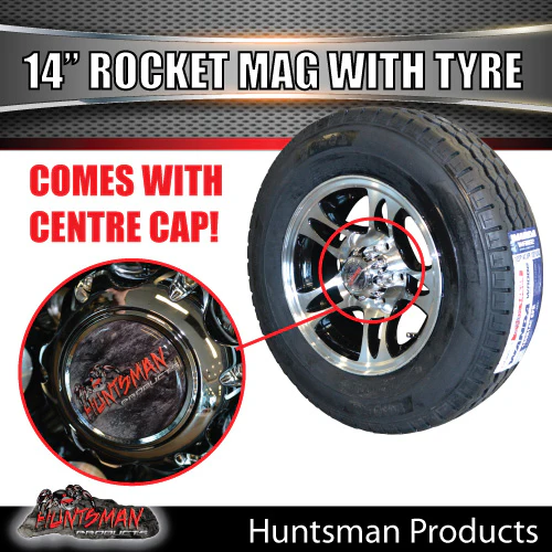 14" Trailer Caravan Rocket Alloy Wheel & 195R14C Tyre suits HQ pattern. 195 14 - Image 7
