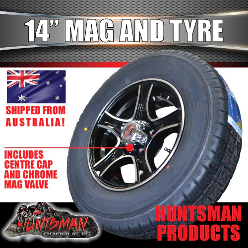 14" Trailer Caravan Stealth Alloy & 185R14C Tyre suits Ford pattern. 185 14 - Image 3