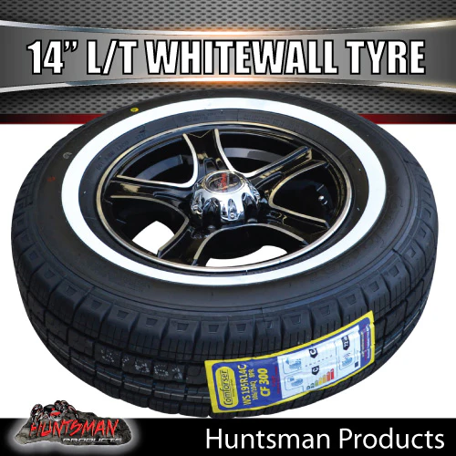 14" Trailer Caravan Stealth Alloy & 185R14C Whitewall Tyre suits Ford pattern. 185 14 - Image 3