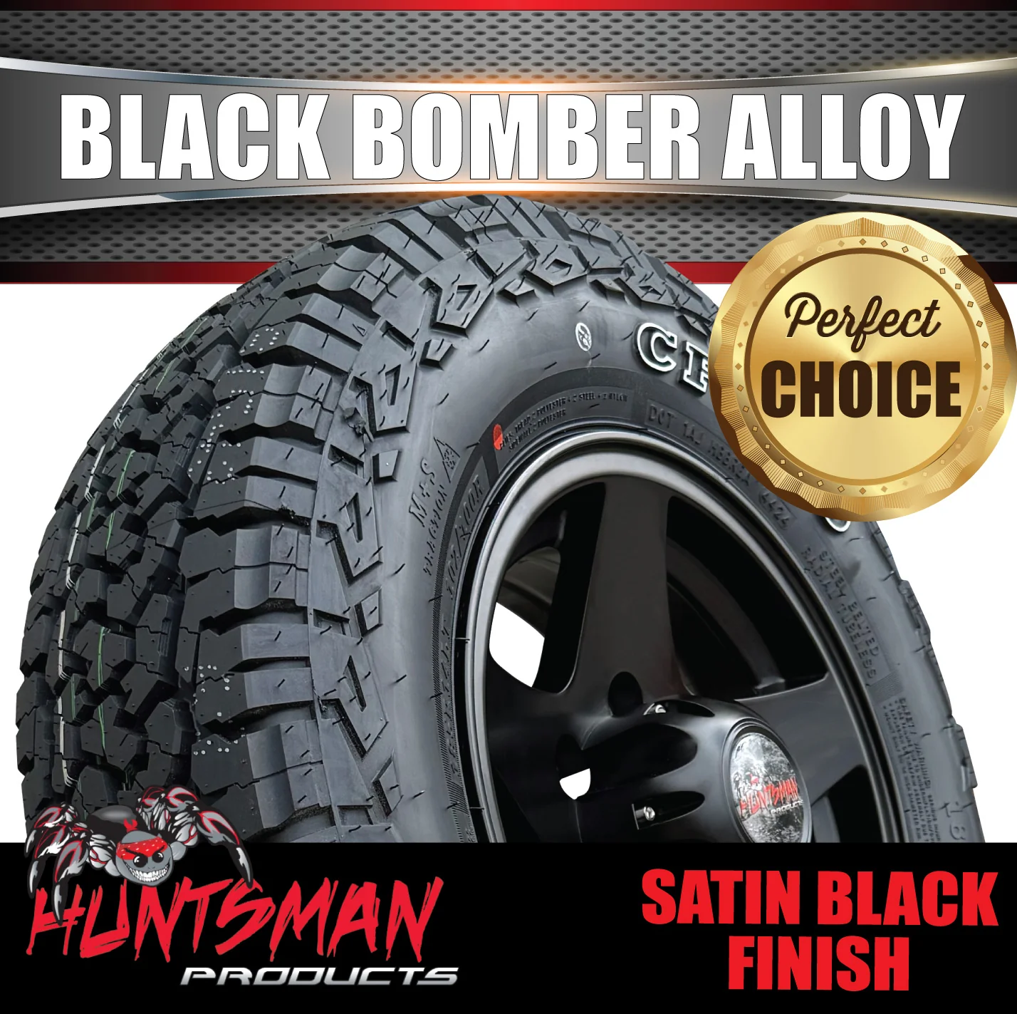 14" Trailer Caravan 6 Stud Black Bomber Alloy Wheel & 175/70R14 LT RA1100 A/T Commercial Tyre. 175 70 14 - Image 2