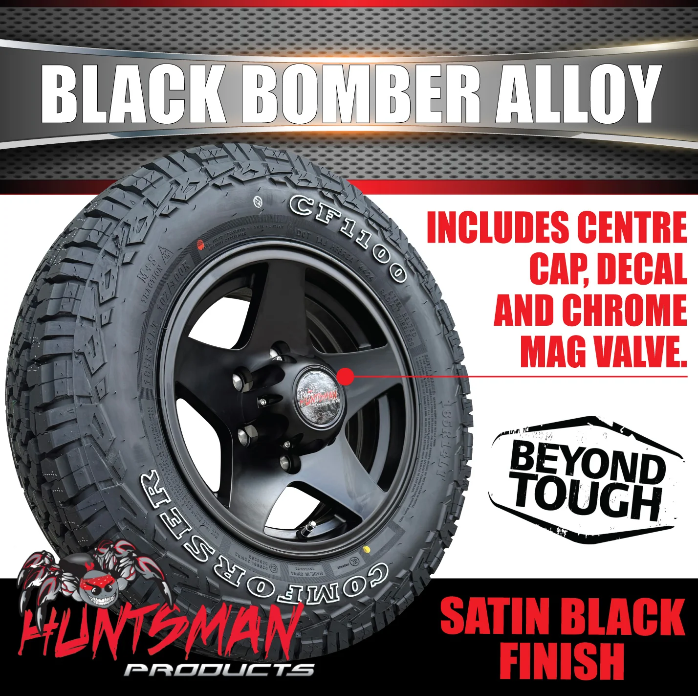 14" Trailer Caravan 6 Stud Black Bomber Alloy Wheel & 175/70R14 LT RA1100 A/T Commercial Tyre. 175 70 14 - Image 9