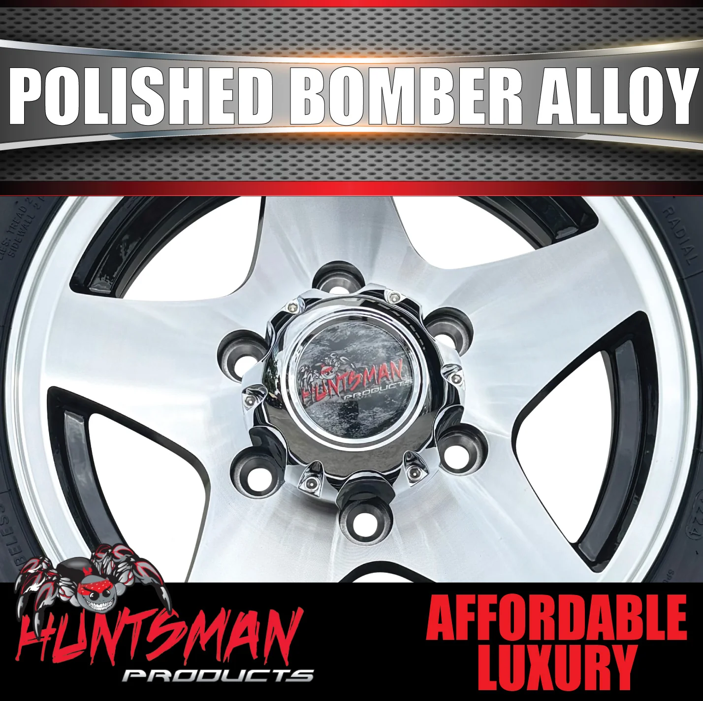 14" Trailer Caravan 6 Stud Polished Bomber Alloy Wheel & 195R14C Commercial Tyre. 195 14 - Image 9