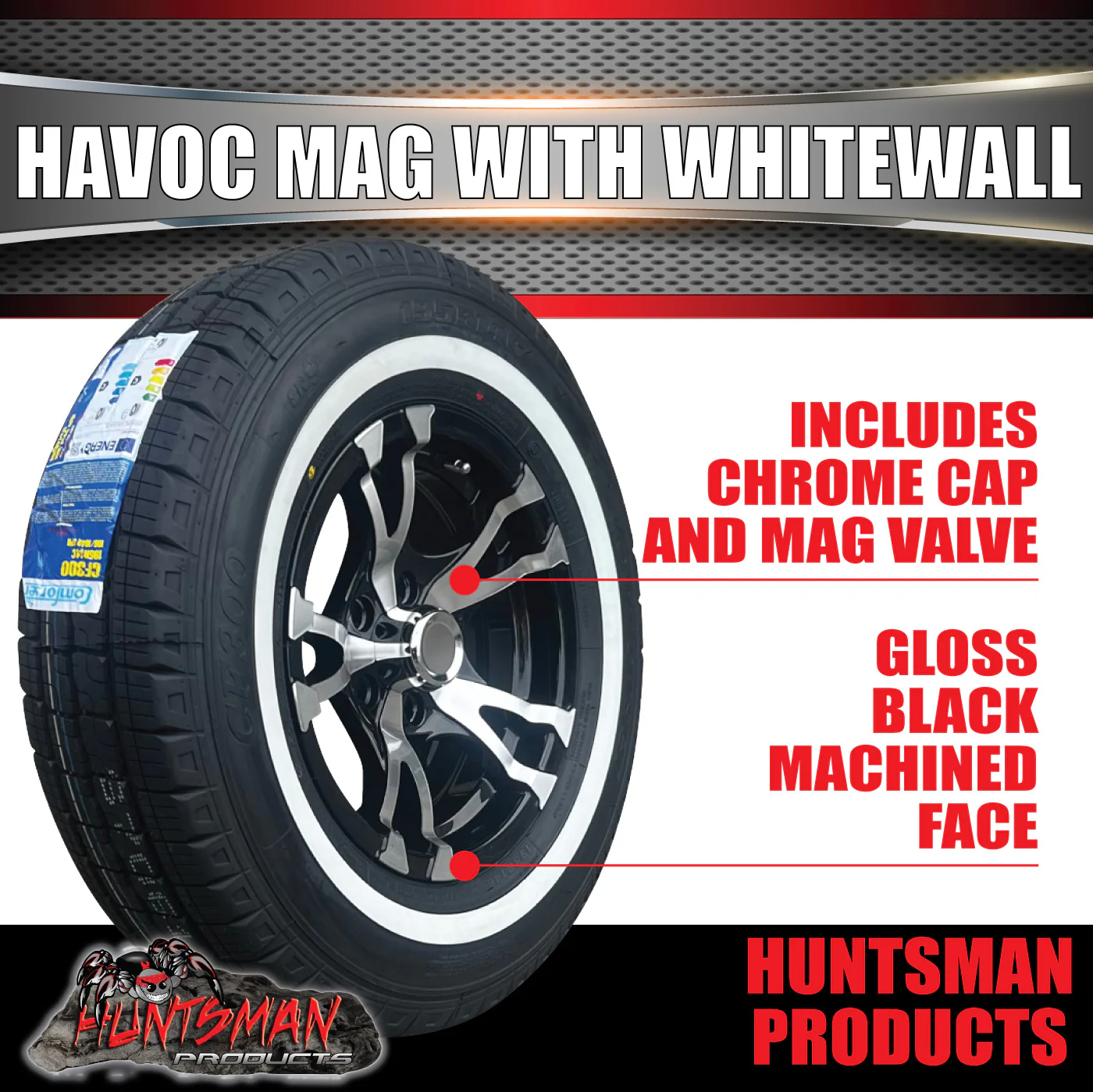 14" Trailer Caravan Suit Ford Havoc Alloy Mag Wheel Rim & 195R14C Whitewall Tyre - Image 3