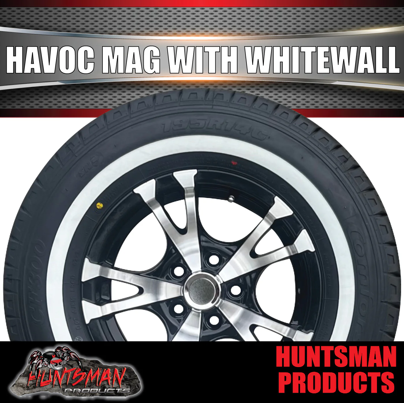 14" Trailer Caravan Suit Ford Havoc Alloy Mag Wheel Rim & 195R14C Whitewall Tyre - Image 5