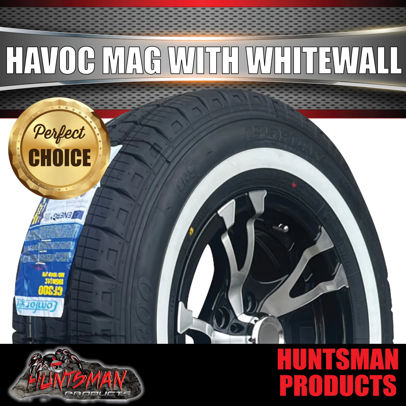 14" Trailer Caravan HT Holden Havoc Alloy Mag Wheel Rim & 195R14C Whitewall Tyre - Image 6