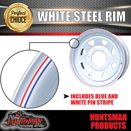 14x6 6 Stud Landcruiser Pattern 6/139.7 PCD White Trailer Caravan Steel Wheel Rim - Image 3