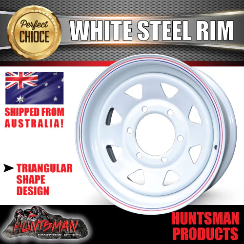 14x6 6 Stud Landcruiser Pattern 6/139.7 PCD White Trailer Caravan Steel Wheel Rim - Image 4