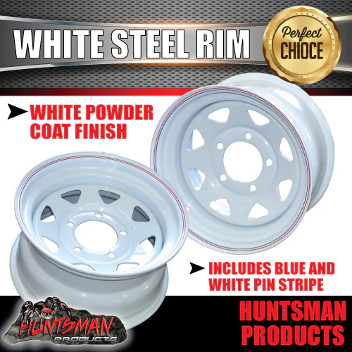 14x6 Ford Pattern White Trailer Caravan Steel Wheel Rim 5/114.3 PCD - Image 6