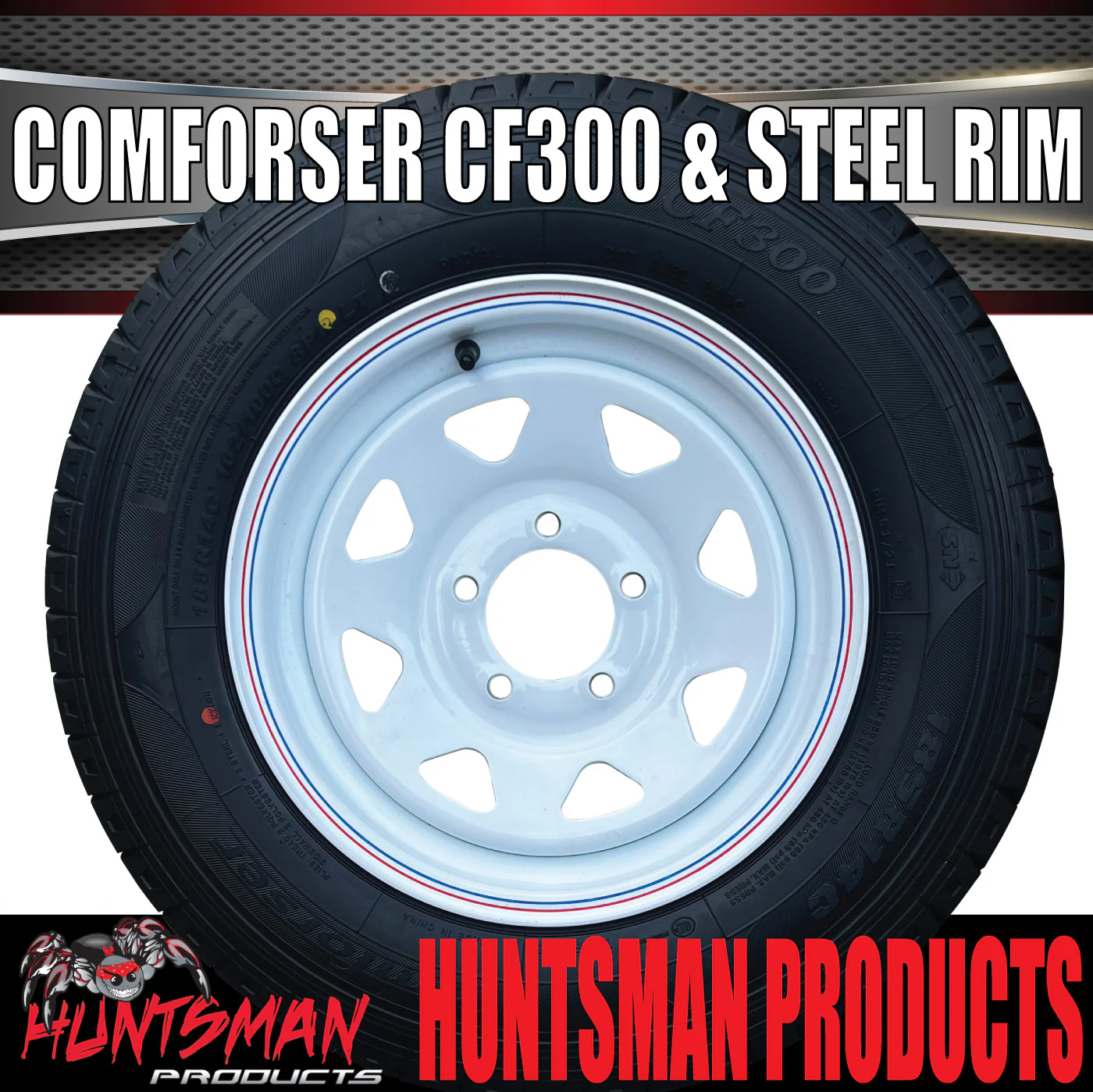 14x6 & 185R14C LT HT White Trailer Caravan Sunraysia Wheel Rim & Comforser CF300 Tyre 185 14 - Image 3