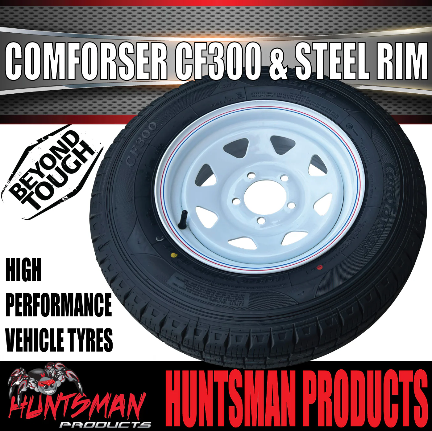 14x6 & 185R14C Ford Pattern White Trailer Caravan Sunraysia Wheel Rim & Comforser CF300 Tyre - Image 6
