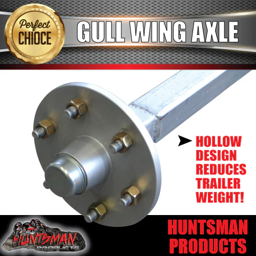 1400Kg Galvanised Lazy Gullwing Boat Trailer Axle. 103mm Drop, Marine Seals - Image 3