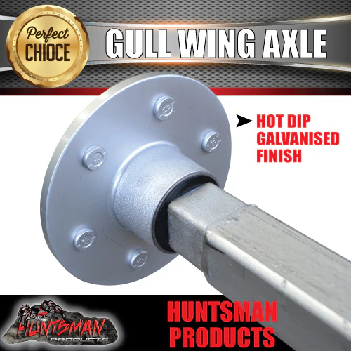 1400Kg Galvanised Lazy Gullwing Boat Trailer Axle. 103mm Drop, Marine Seals - Image 4
