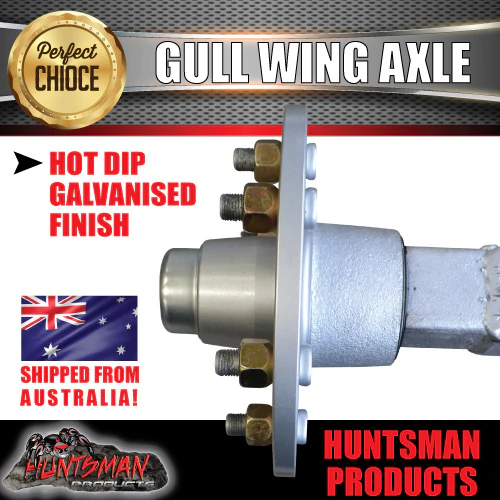 1400Kg Galvanised Lazy Gullwing Boat Trailer Axle. 103mm Drop, Marine Seals - Image 5
