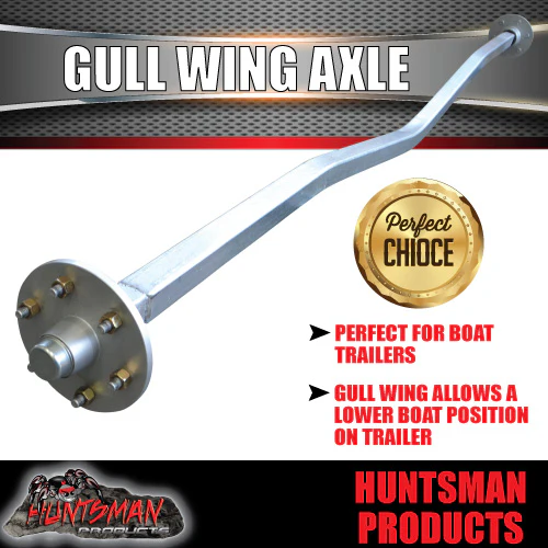 1400Kg Galvanised Lazy Gullwing Boat Trailer Axle. 103mm Drop, Marine Seals - Image 6