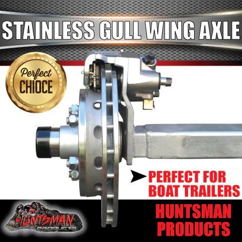 1400Kg Galvanised Stainless Calipers & 10" Hydraulic Disc Gullwing Boat Trailer Axle. - Image 3