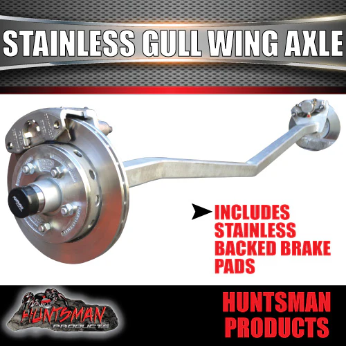 1400Kg Galvanised Stainless Calipers & 10" Hydraulic Disc Gullwing Boat Trailer Axle. - Image 4