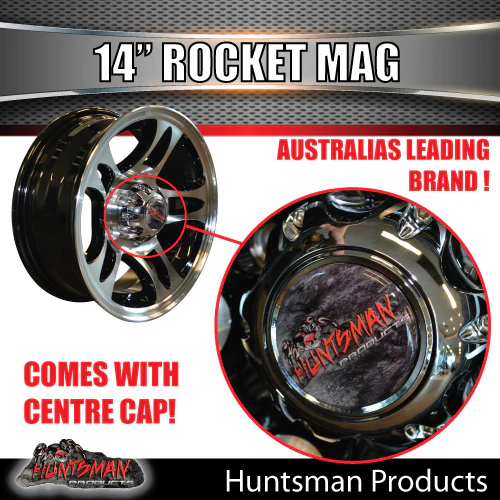 14X5.5 Trailer Caravan Rocket Alloy Mag Wheel: suits HQ Holden pattern - Image 3