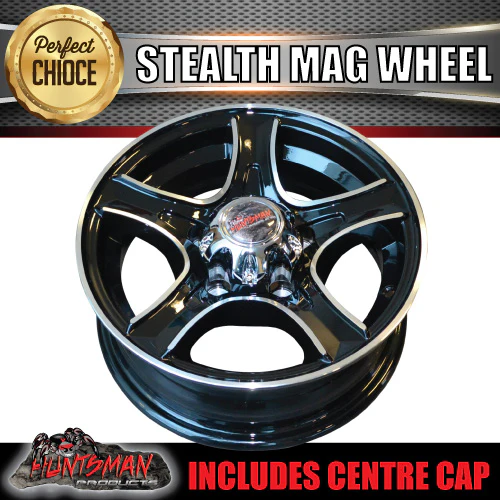 14X5.5 Caravan Trailer Stealth Alloy Mag Wheel: suits Ford pattern - Image 4