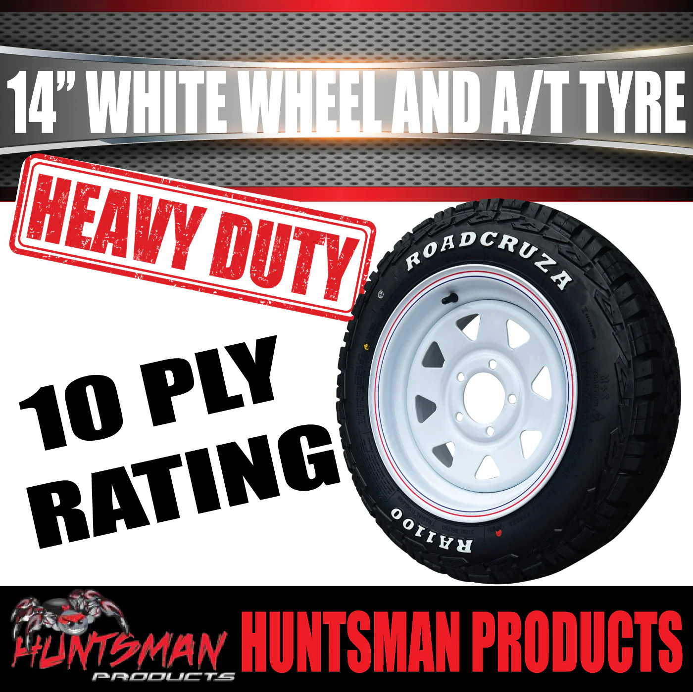 14x6 & 175/70R14 LT RA1100 HT Holden White Trailer Caravan Wheel Rim & All Terrain Tyre 10ply - Image 2