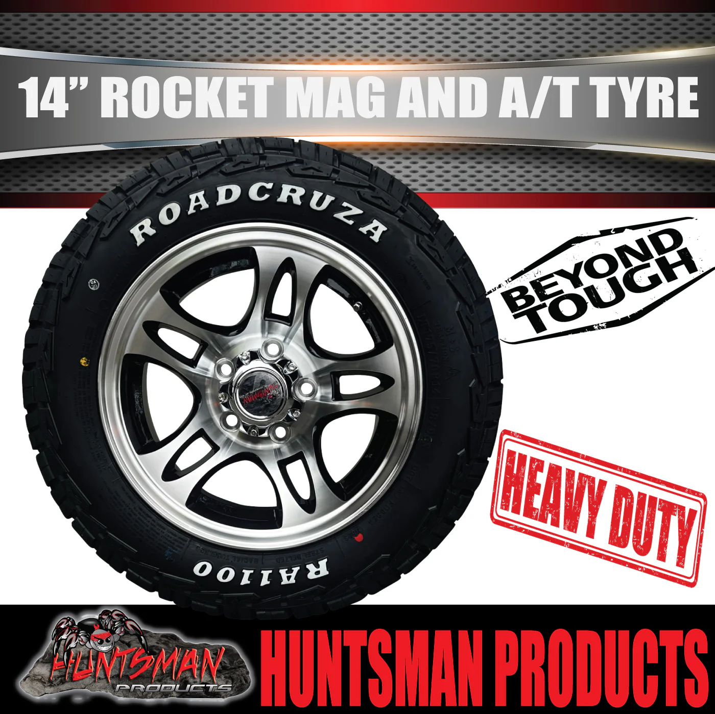 14" & 185R14 LT CF1100 Ford Stud Rocket Trailer Caravan Mag Wheel Rim & All Terrain Tyre - Image 5