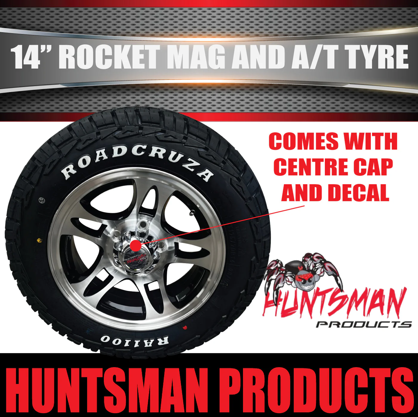 14" & 185R14 LT CF1100 HQ Holden Rocket Trailer Caravan Mag Wheel Rim & All Terrain Tyre - Image 2