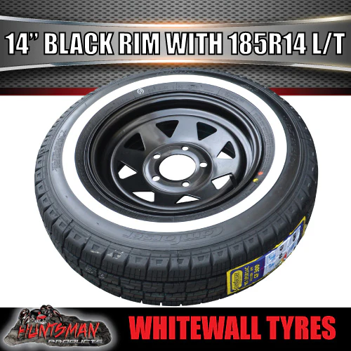 14X6 Black Trailer Caravan Steel Rim & 185R14C Whitewall Tyre suits Ford. 185 14 - Image 5